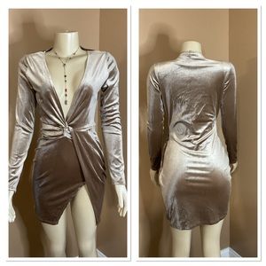 Fashion Nova Faux Wrap Velvet Dress